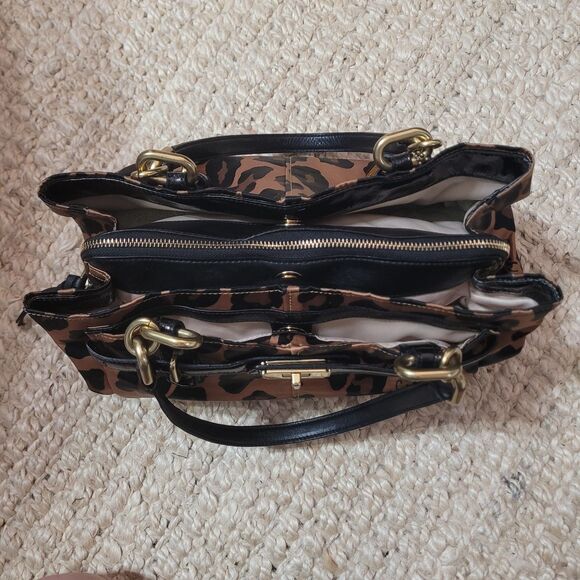 Coach Leopard Print Shoulder Bag - Black and Tan - Picture 15 of 16
